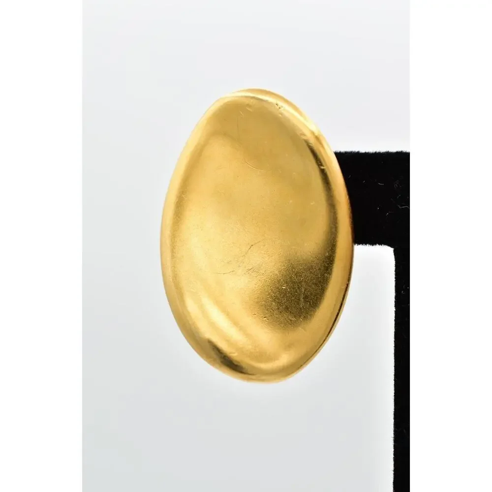 Anne Klein Vintage Clip On Earrings Brushed Gold Chunky Unsigned 1980s BinBF